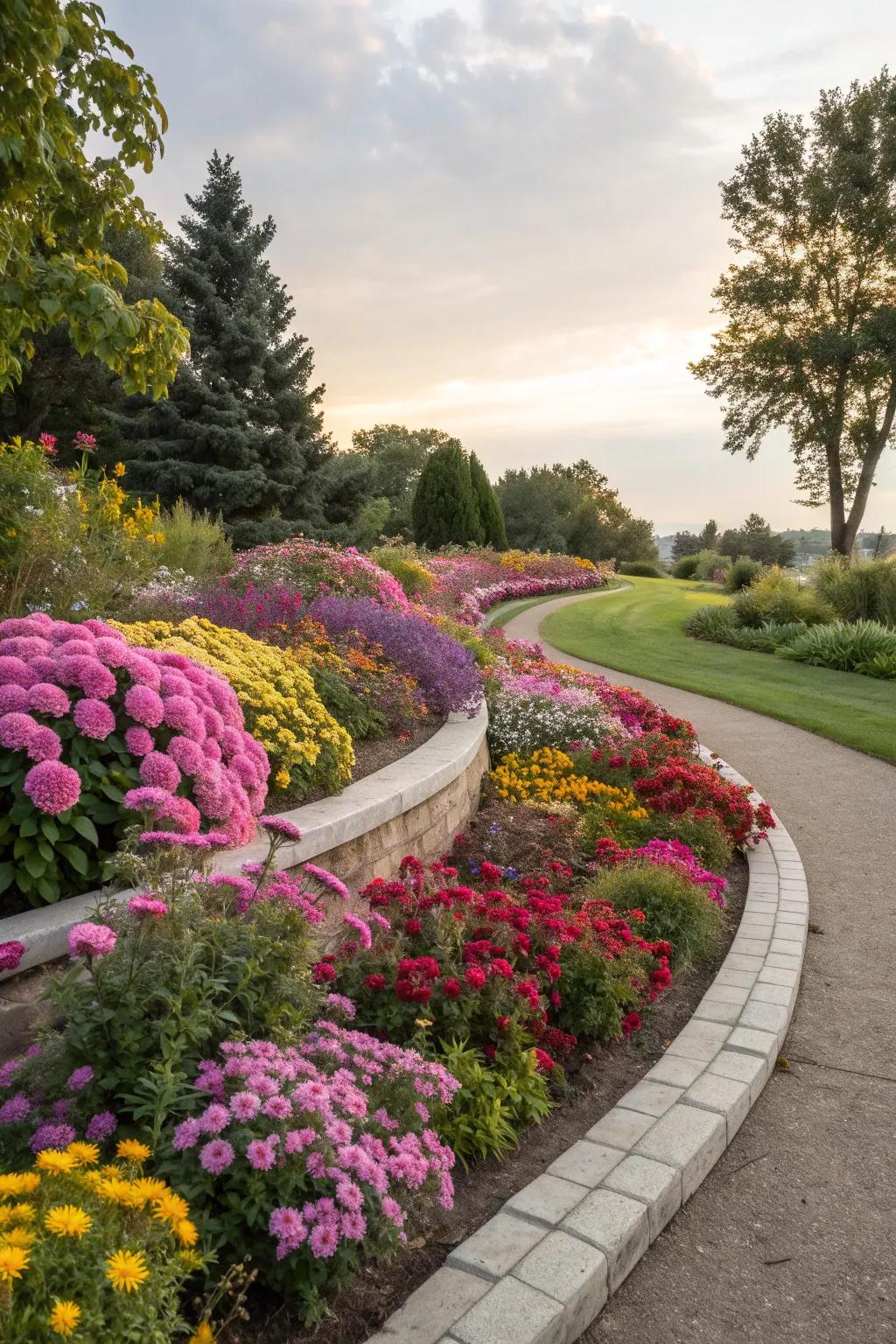 Curved borders add elegance and make maintenance easier.