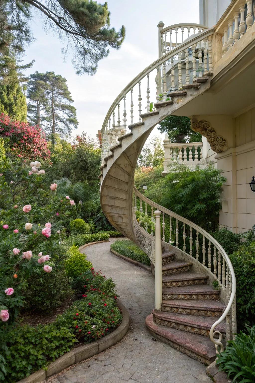 Elegant outdoor spiral staircase