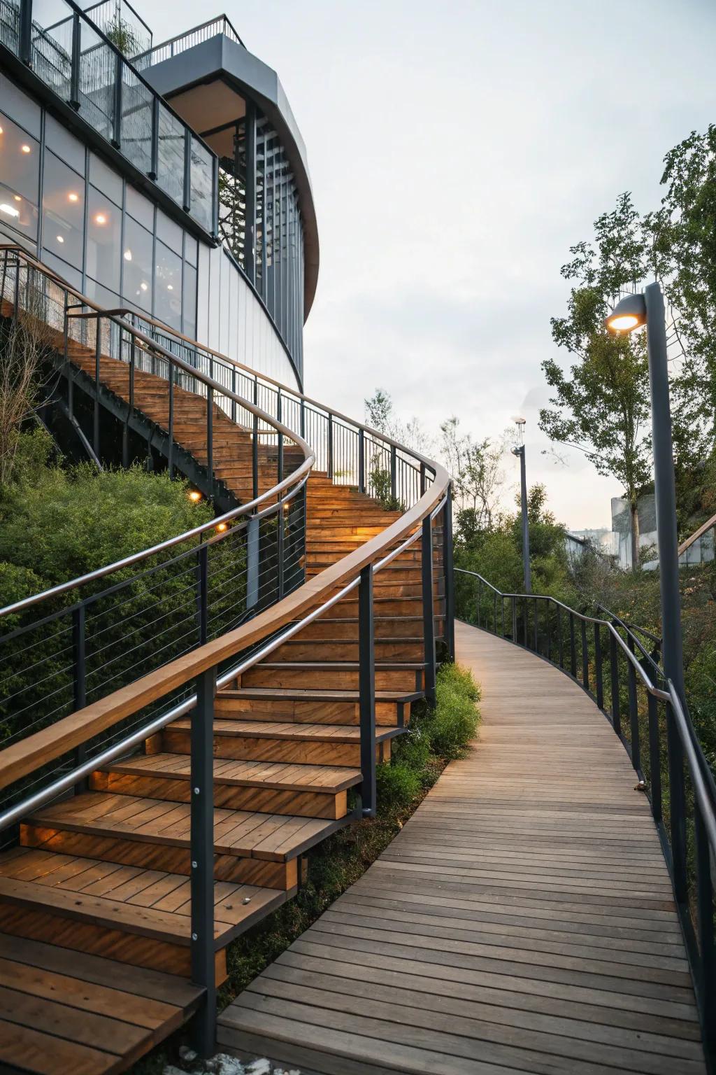 Mixed material outdoor staircase