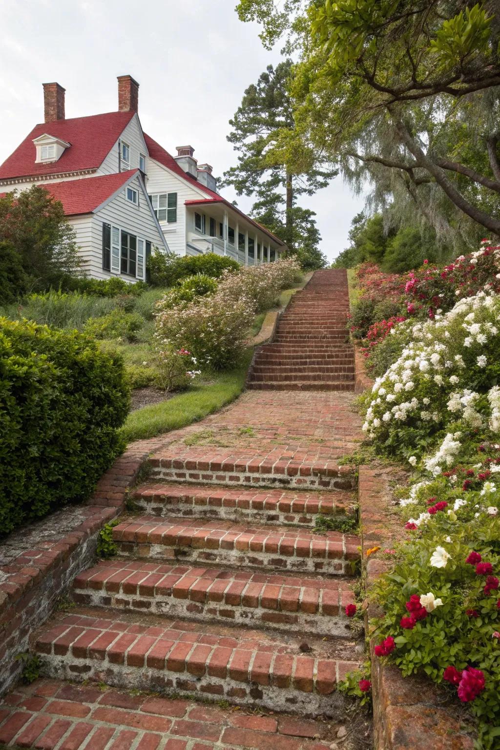 Traditional brick outdoor staircase