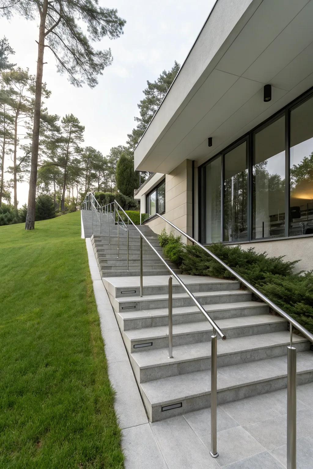 Sleek and minimalist modern outdoor staircase