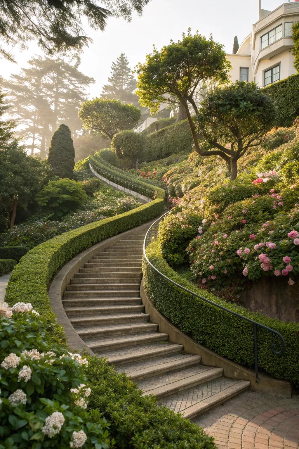 Curved elegant outdoor staircase