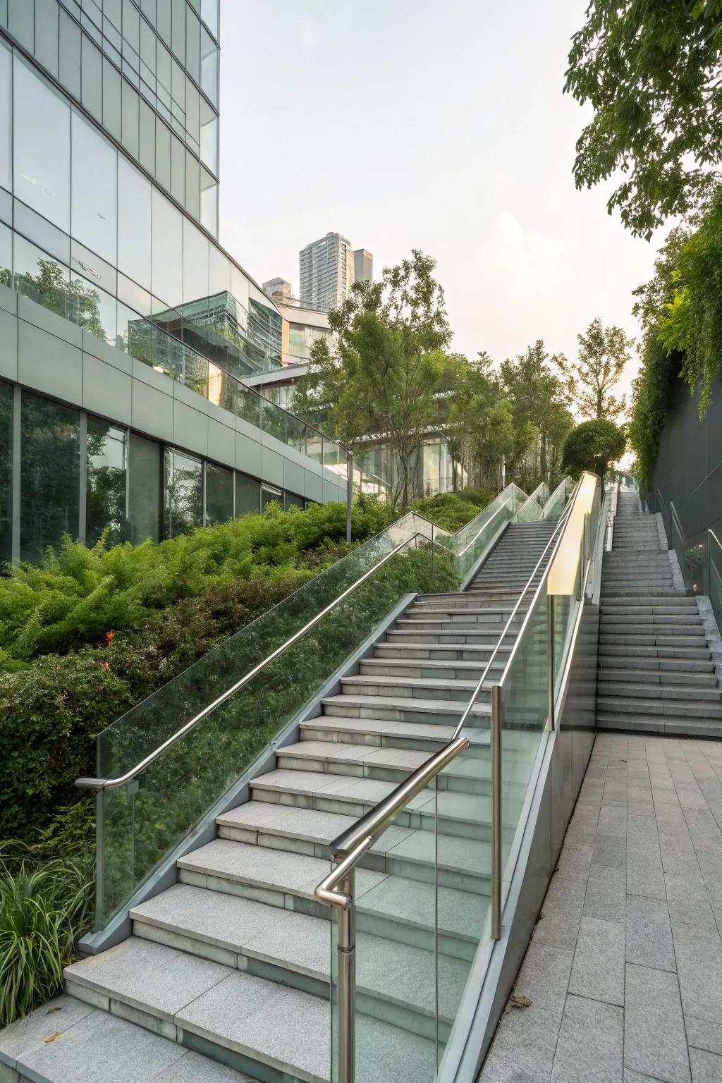 Glass and steel contemporary staircase