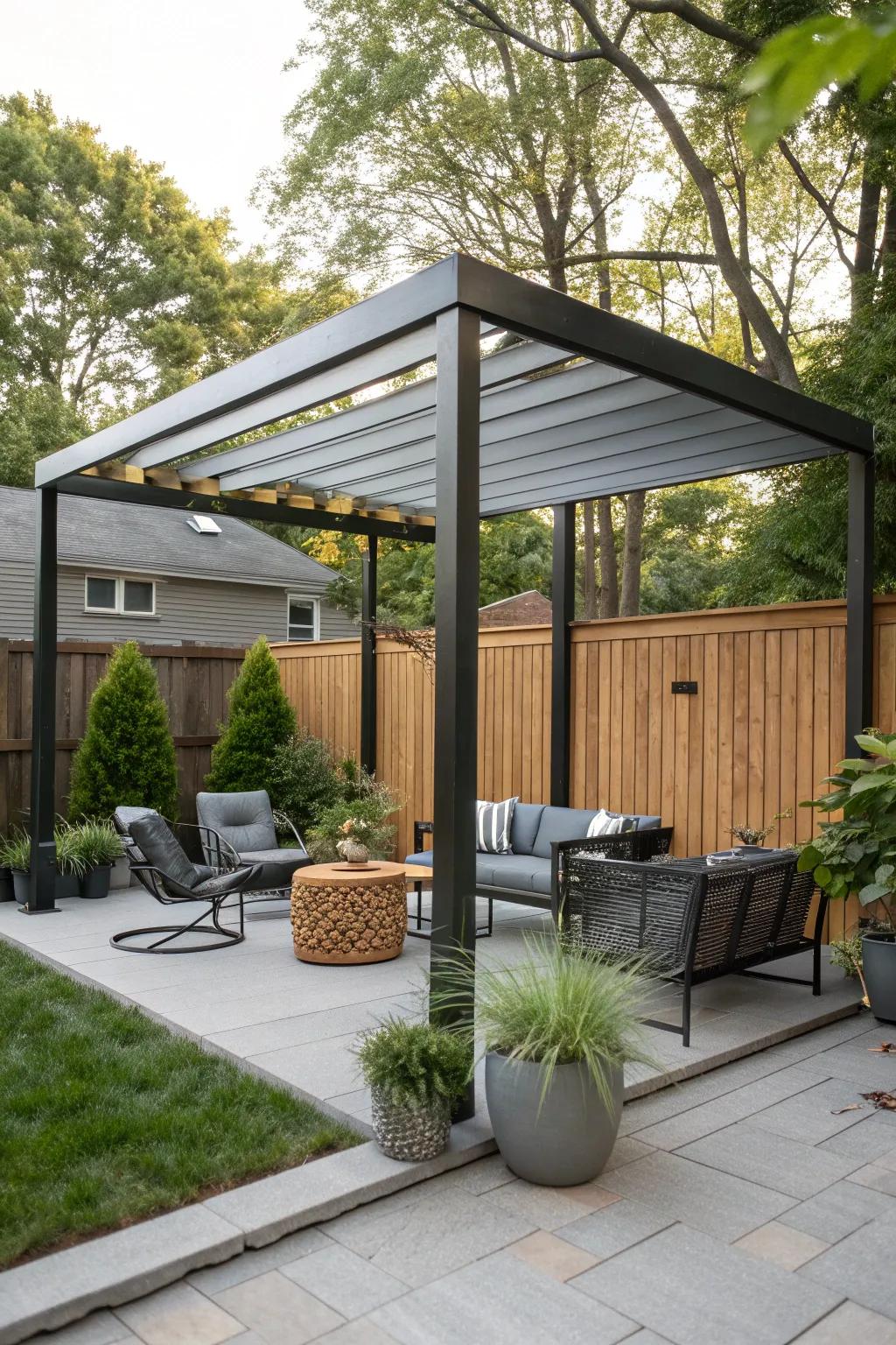 Modern pergolas are a stylish choice for any patio.