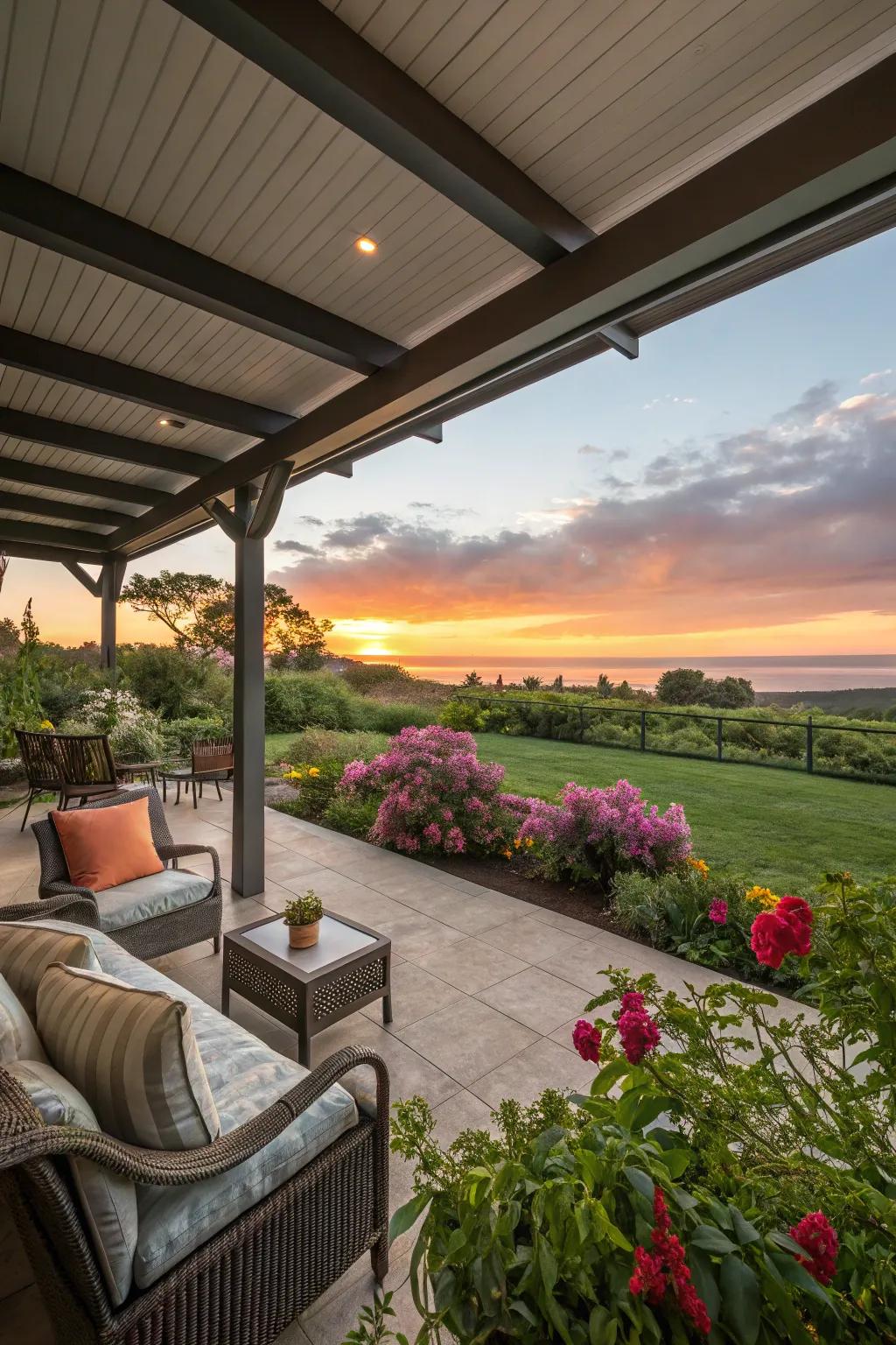 Covered roofs with open sides offer the best of both worlds.