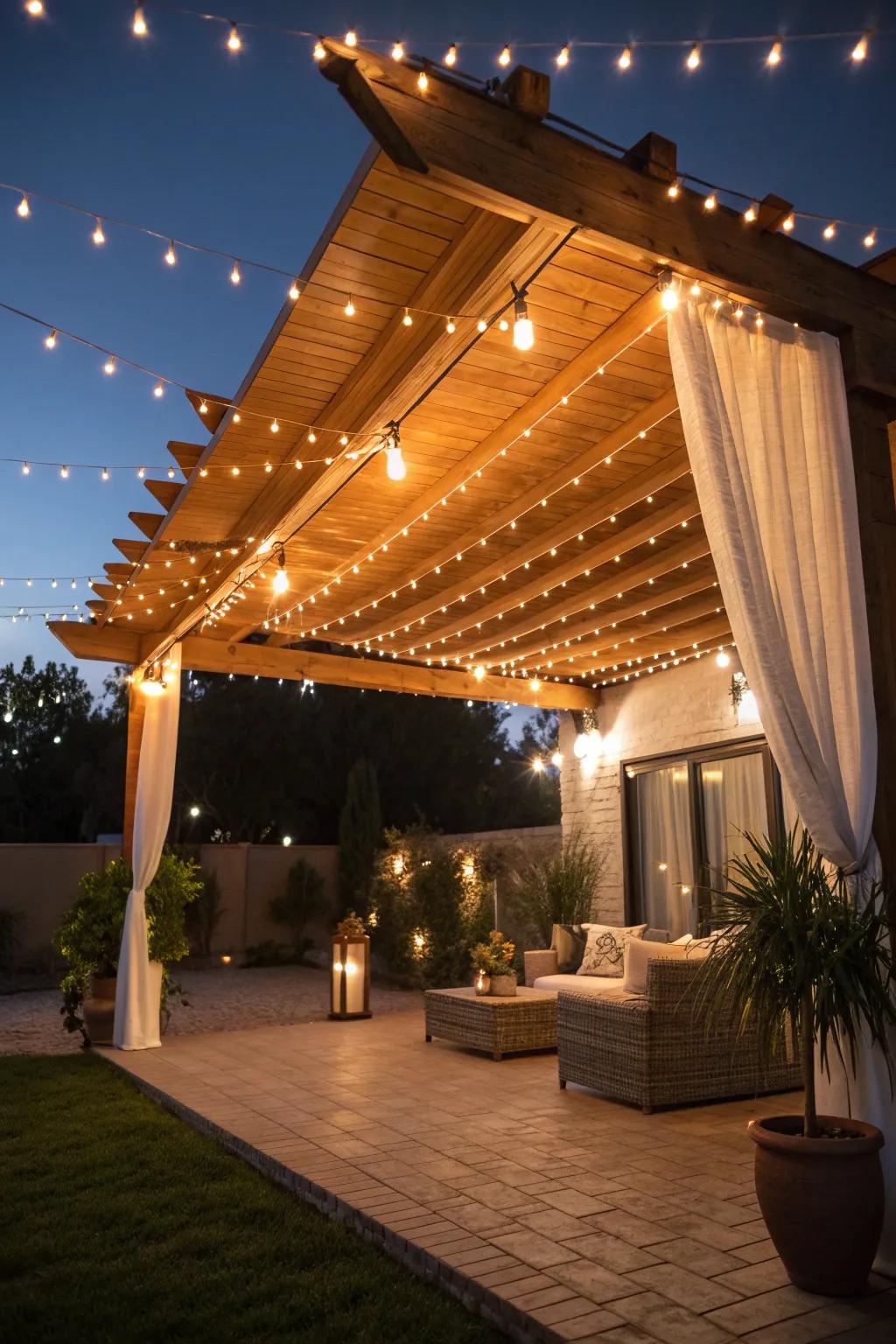 Lighting features set the perfect mood for evening gatherings.