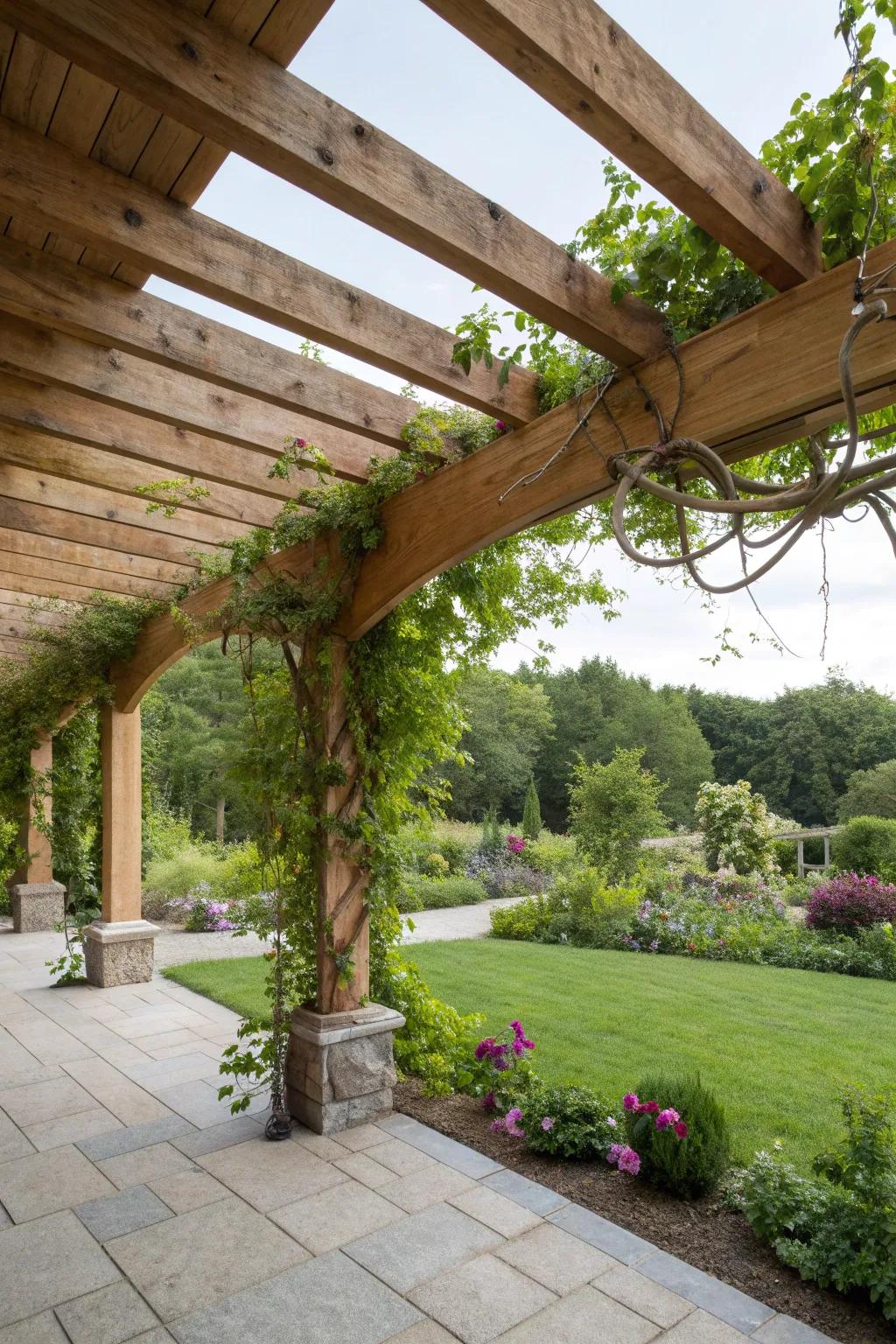 Natural elements create a harmonious outdoor escape.