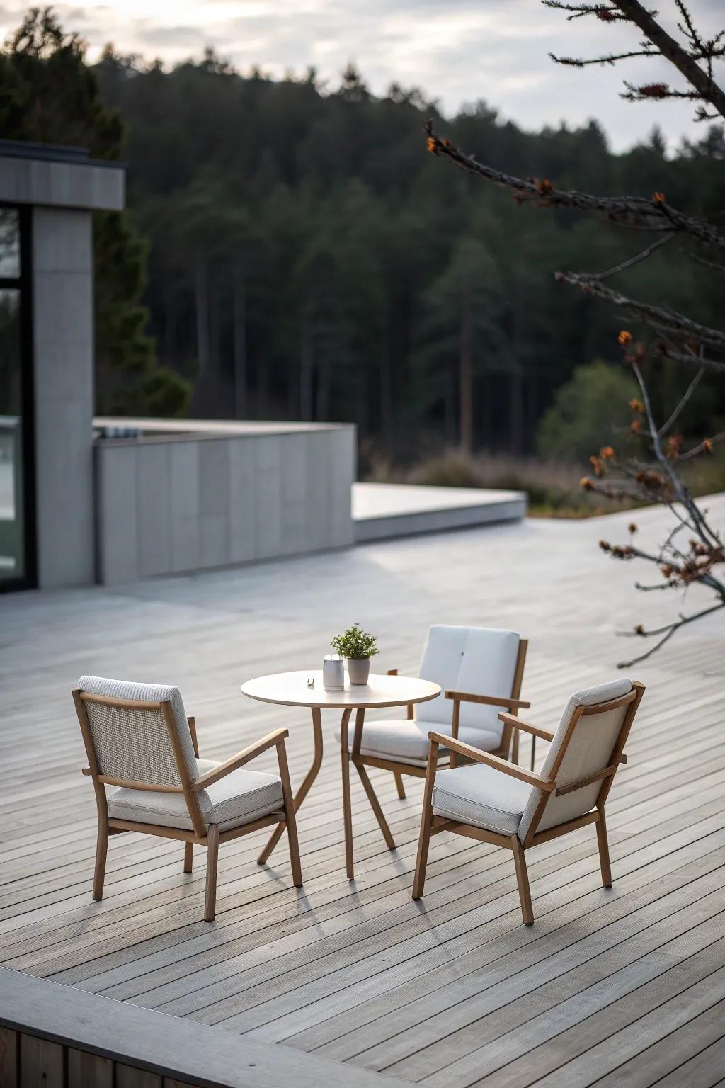 Sleek and minimalist, this square deck offers a modern appeal.