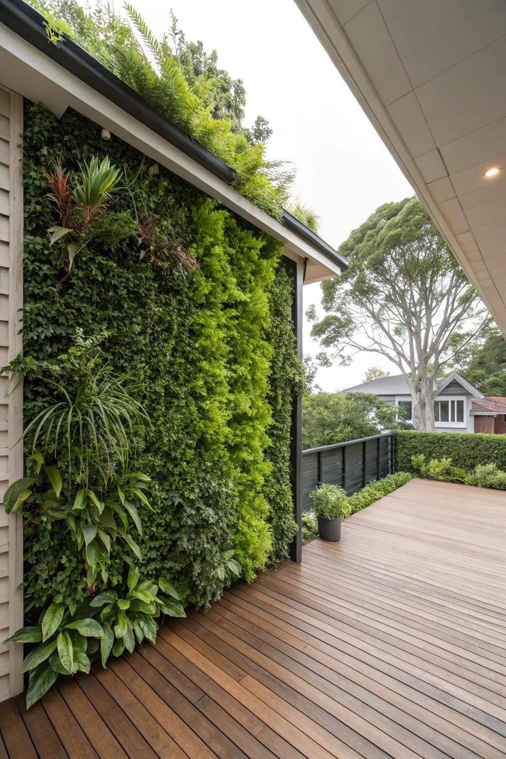 Vertical gardens maximize greenery without taking up floor space.