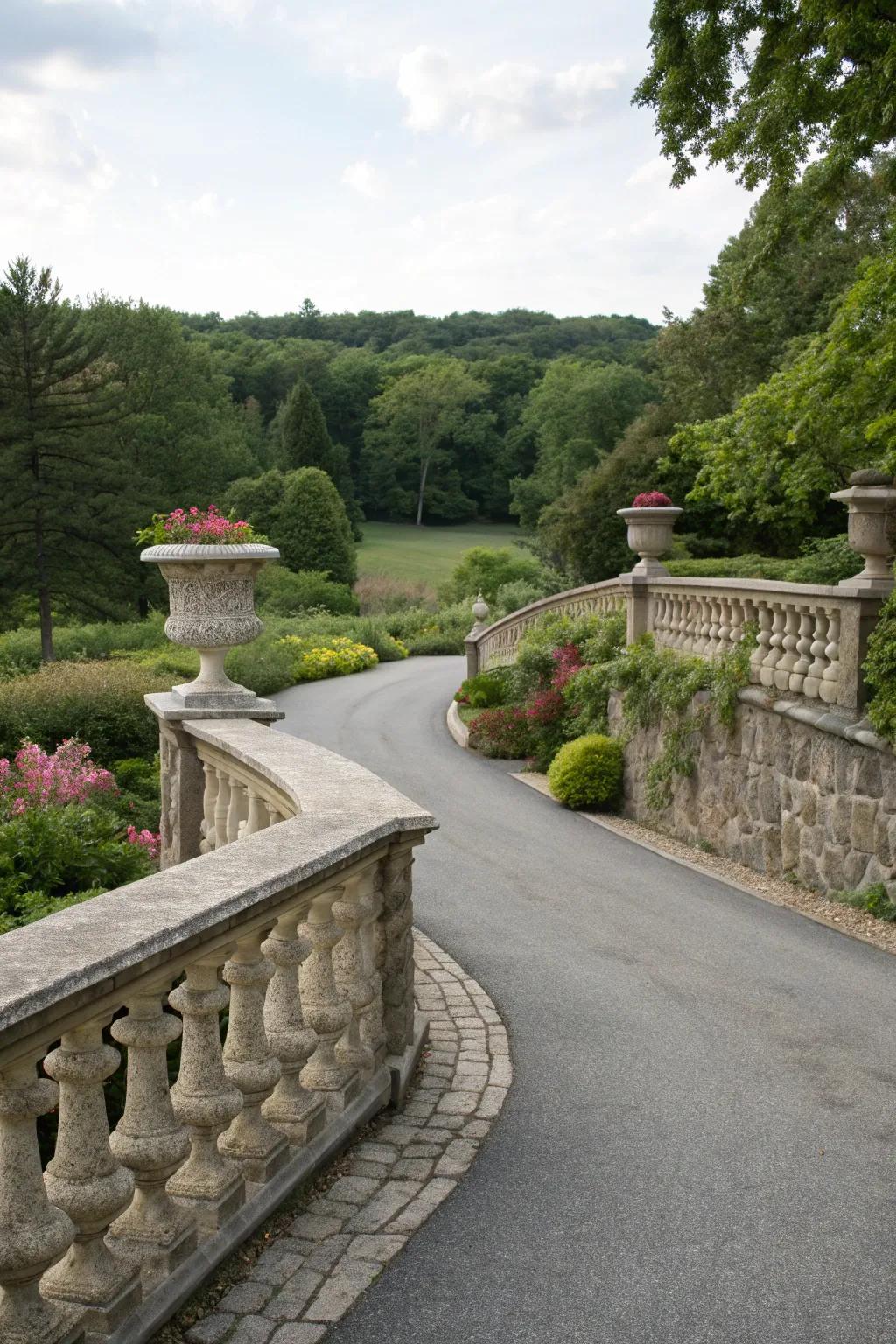 Stone railings add natural elegance to your driveway.