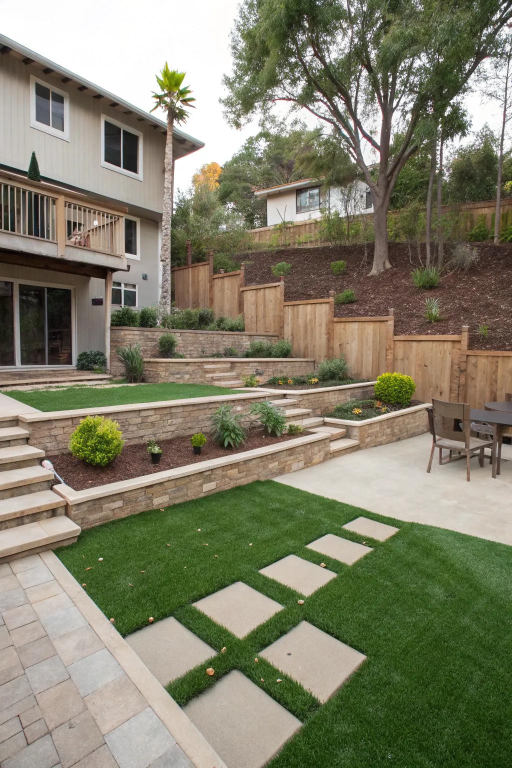 Multi-level designs add depth and interest to your backyard.