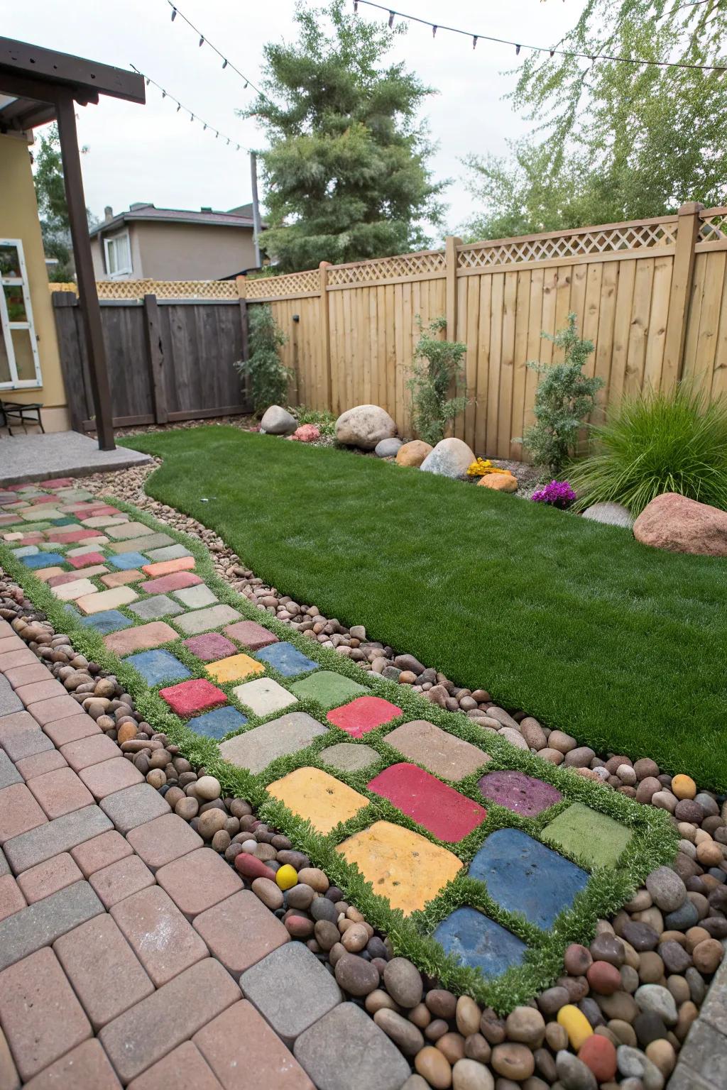 Mix textures and colors for a vibrant backyard design.