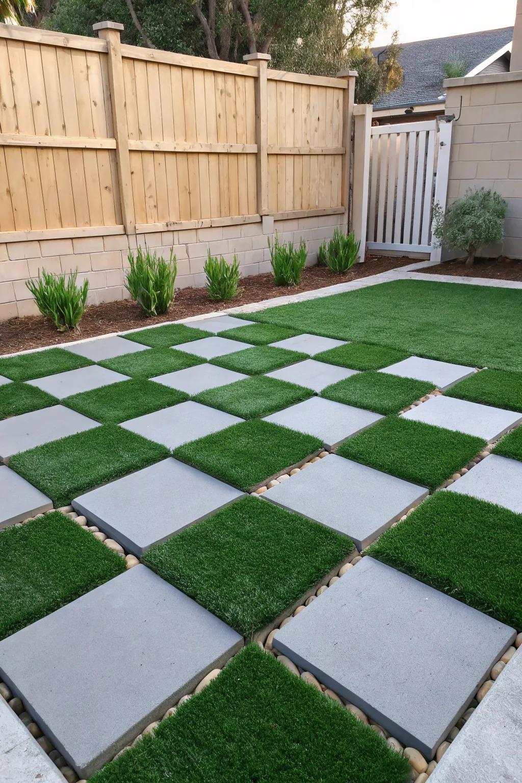 Checkerboard patterns create a playful and eye-catching design.