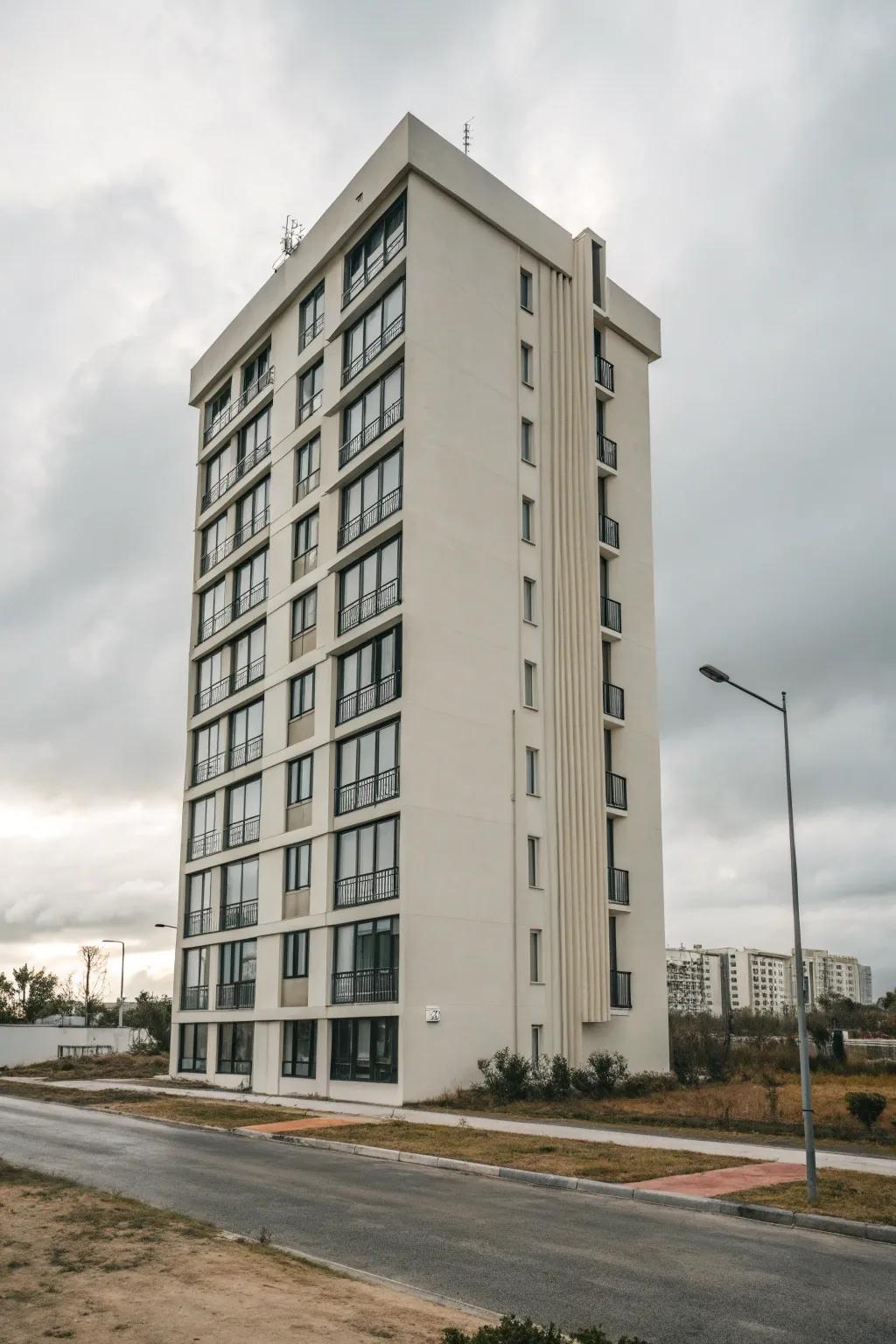 Minimalism brings sophistication to this modern apartment building.