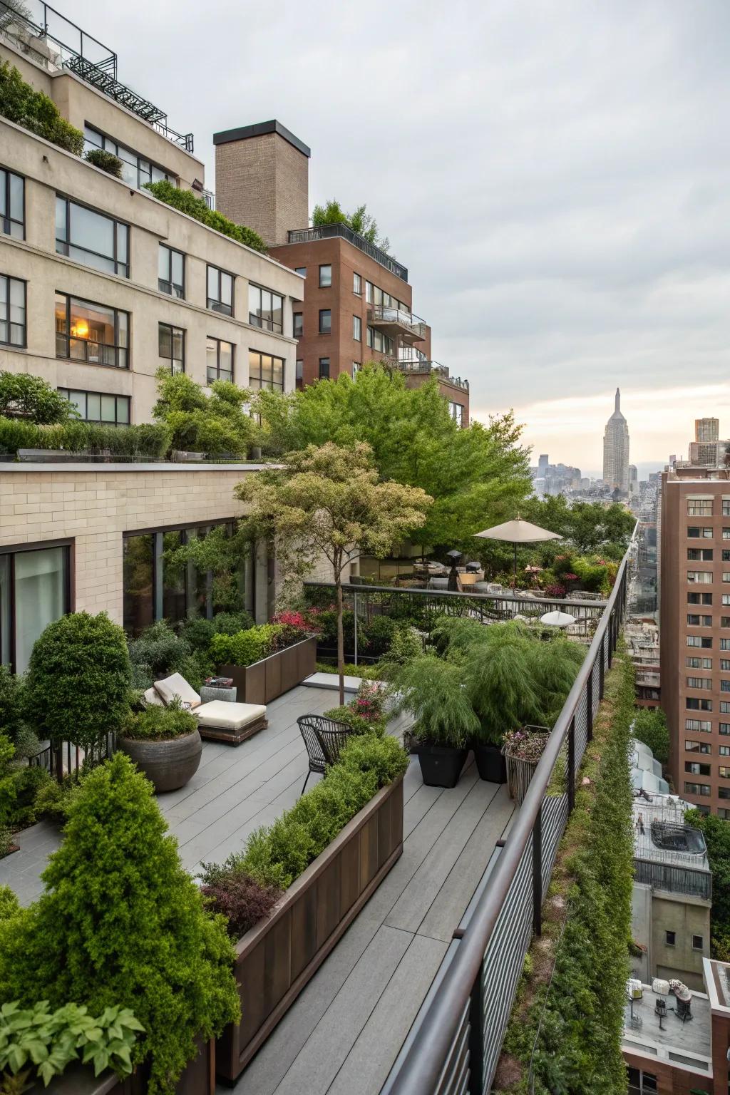 A rooftop terrace provides a private oasis with stunning city views.