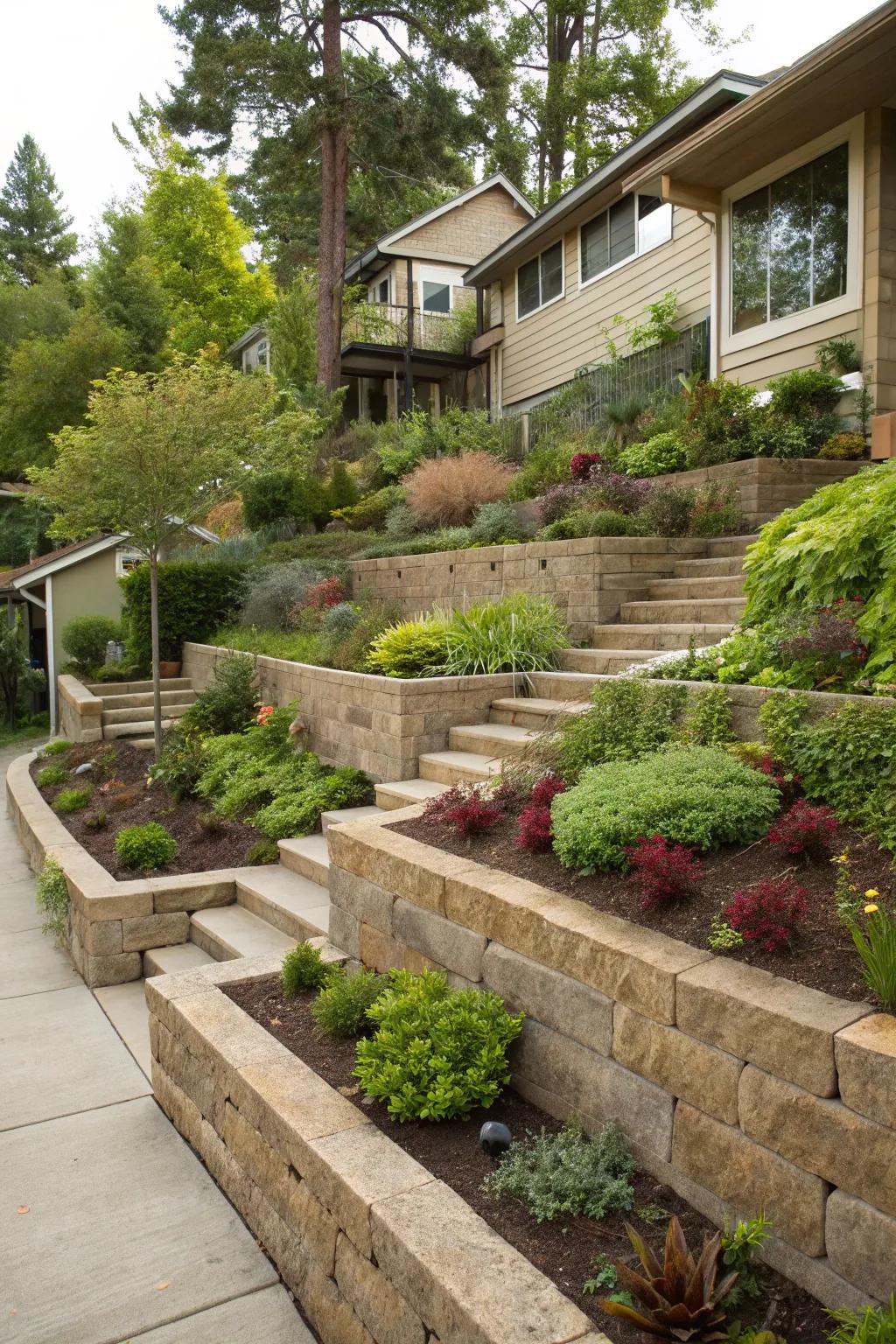 Terraces provide structure and beauty on slopes.