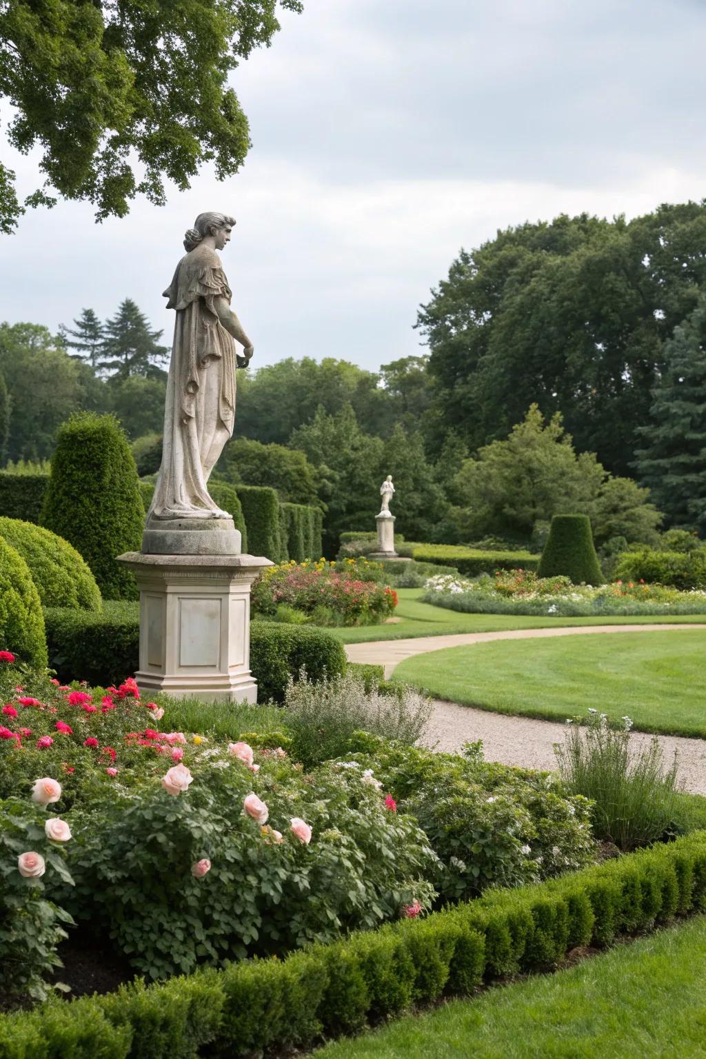 Sculptures add personality and intrigue.