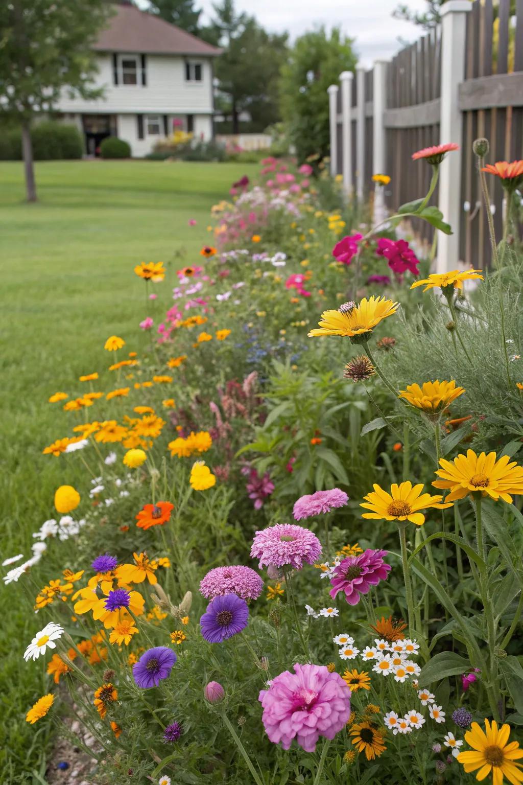 Wildflowers add a splash of color and life.