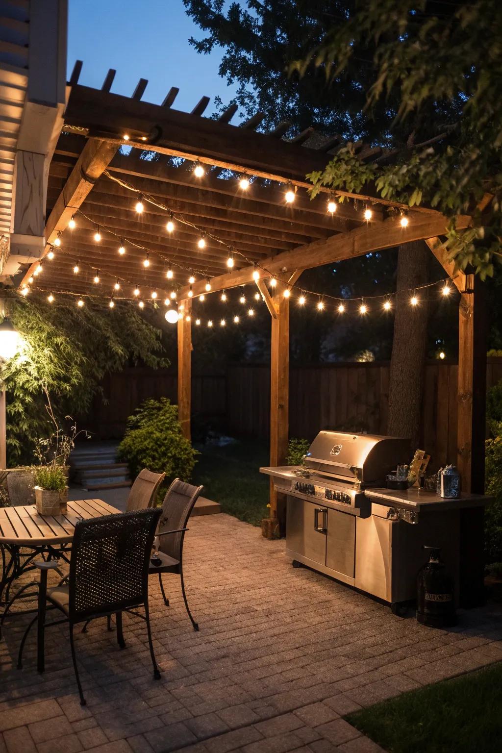 String lights add warmth and ambiance to your outdoor setting.