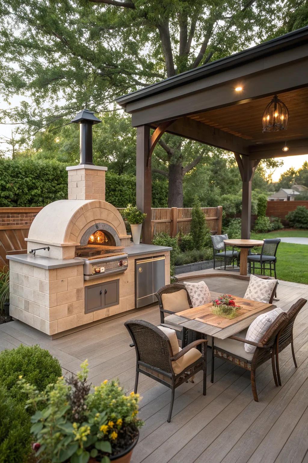 A pizza oven elevates your backyard culinary experiences.