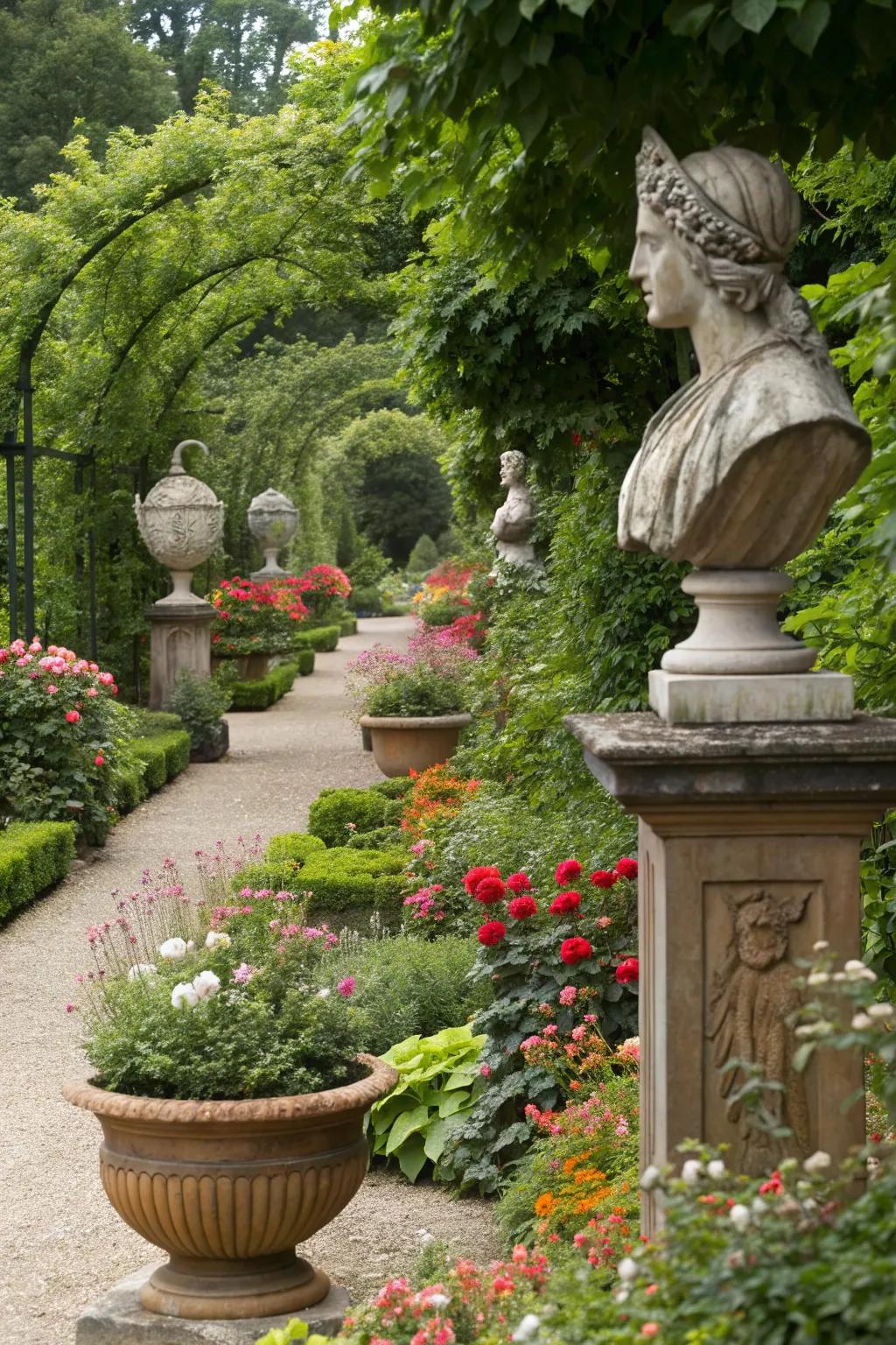 Add artistic decor for a personal touch in your garden.