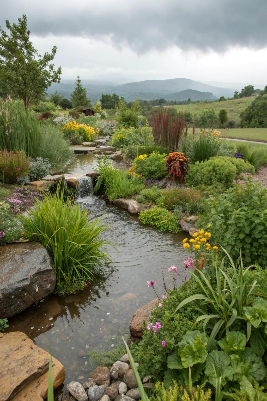 Implement sustainable practices with a functional rain garden.