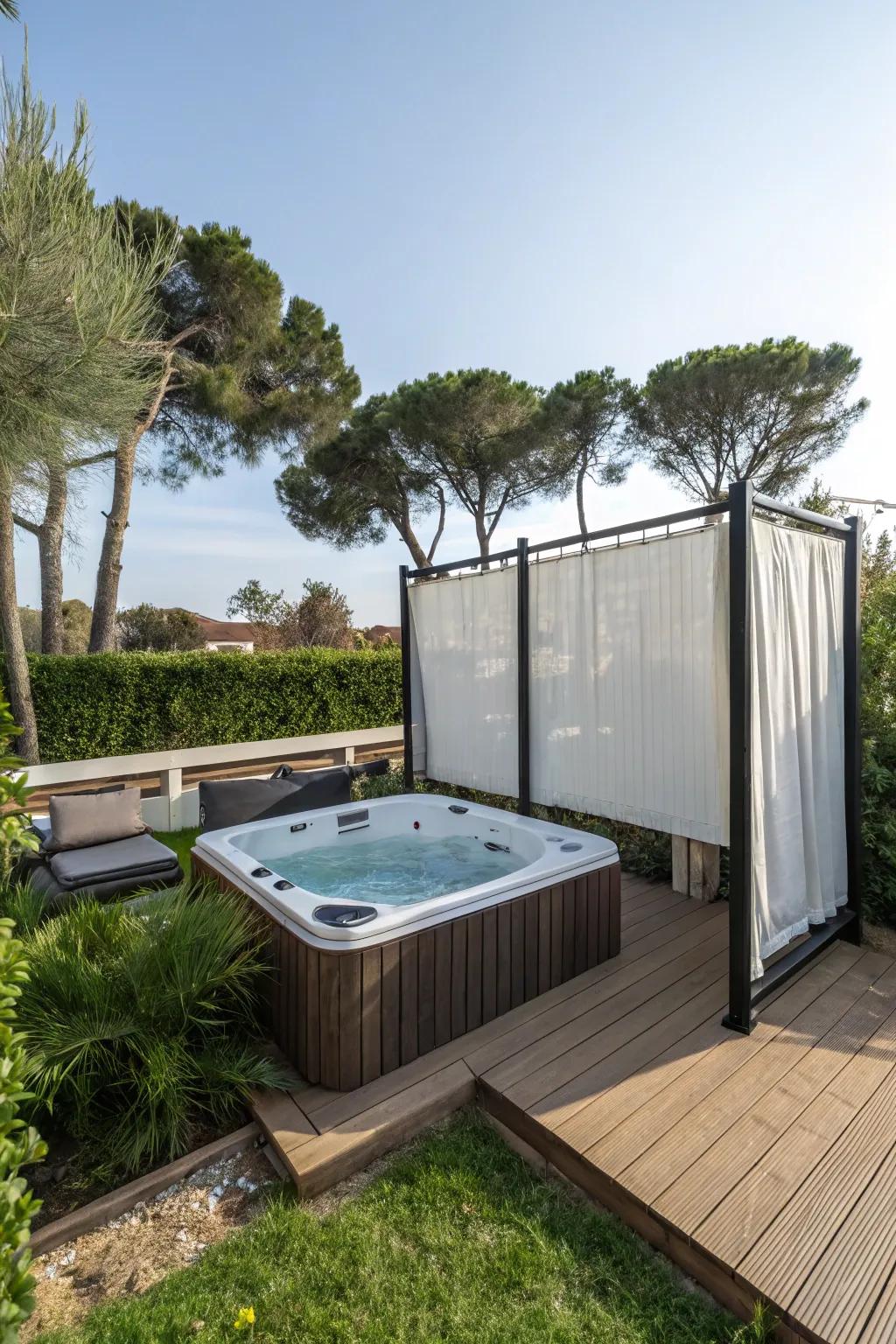 Retractable screens provide flexible privacy options for your jacuzzi area.