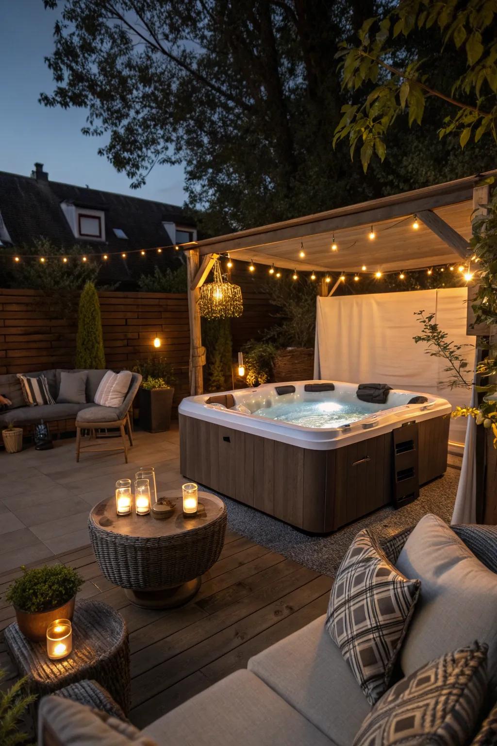 A cozy atmosphere enhances the relaxation and enjoyment of your jacuzzi.