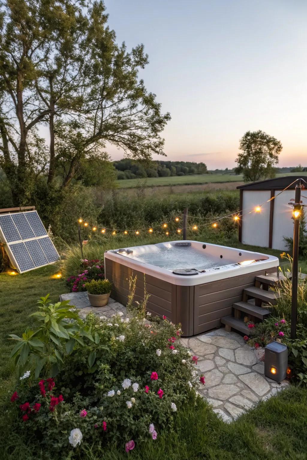 Eco-friendly solutions enhance sustainability and savings in your jacuzzi area.