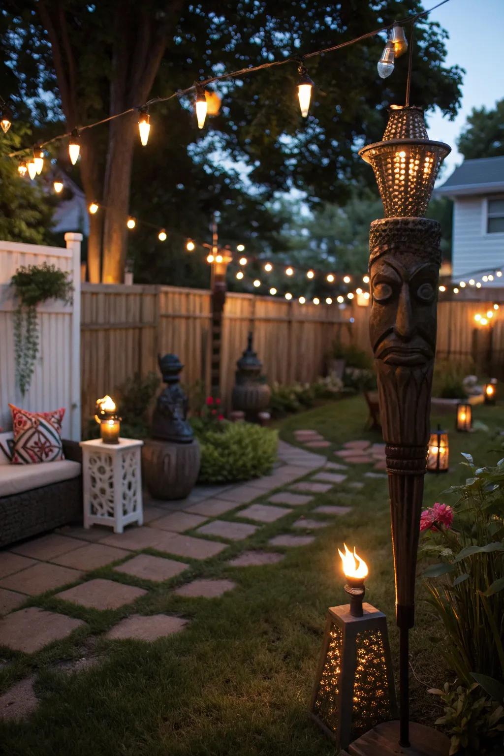 Decorative lighting adds magic to your tiki evenings.
