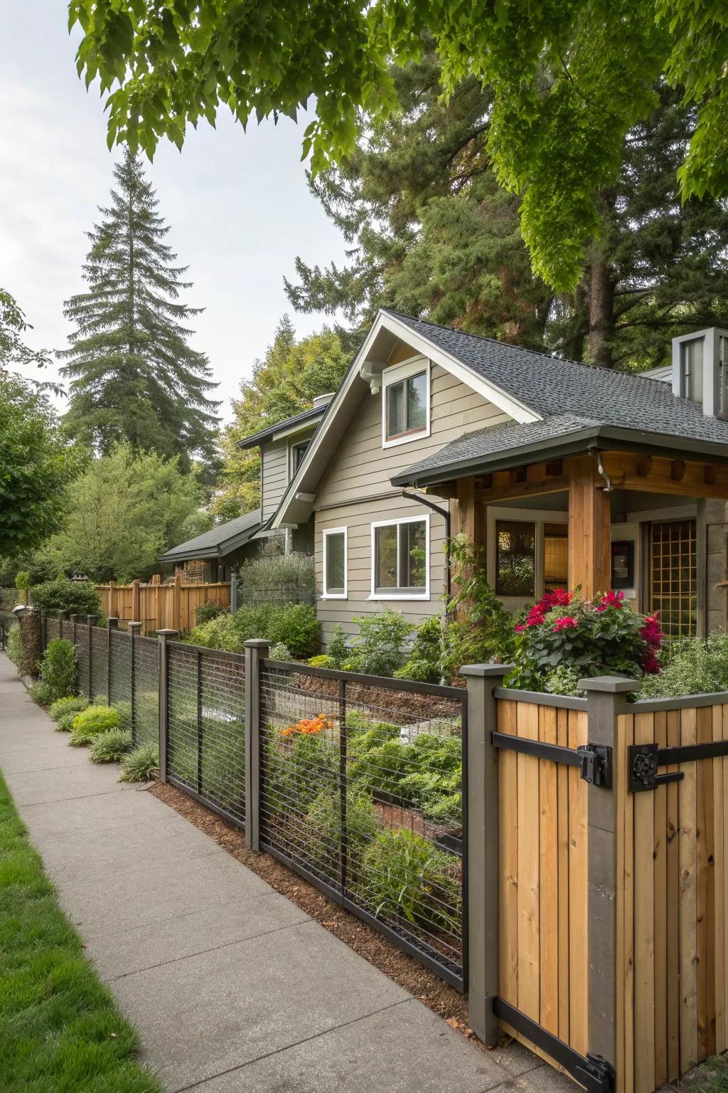 Blend materials for a sophisticated and unique fence.