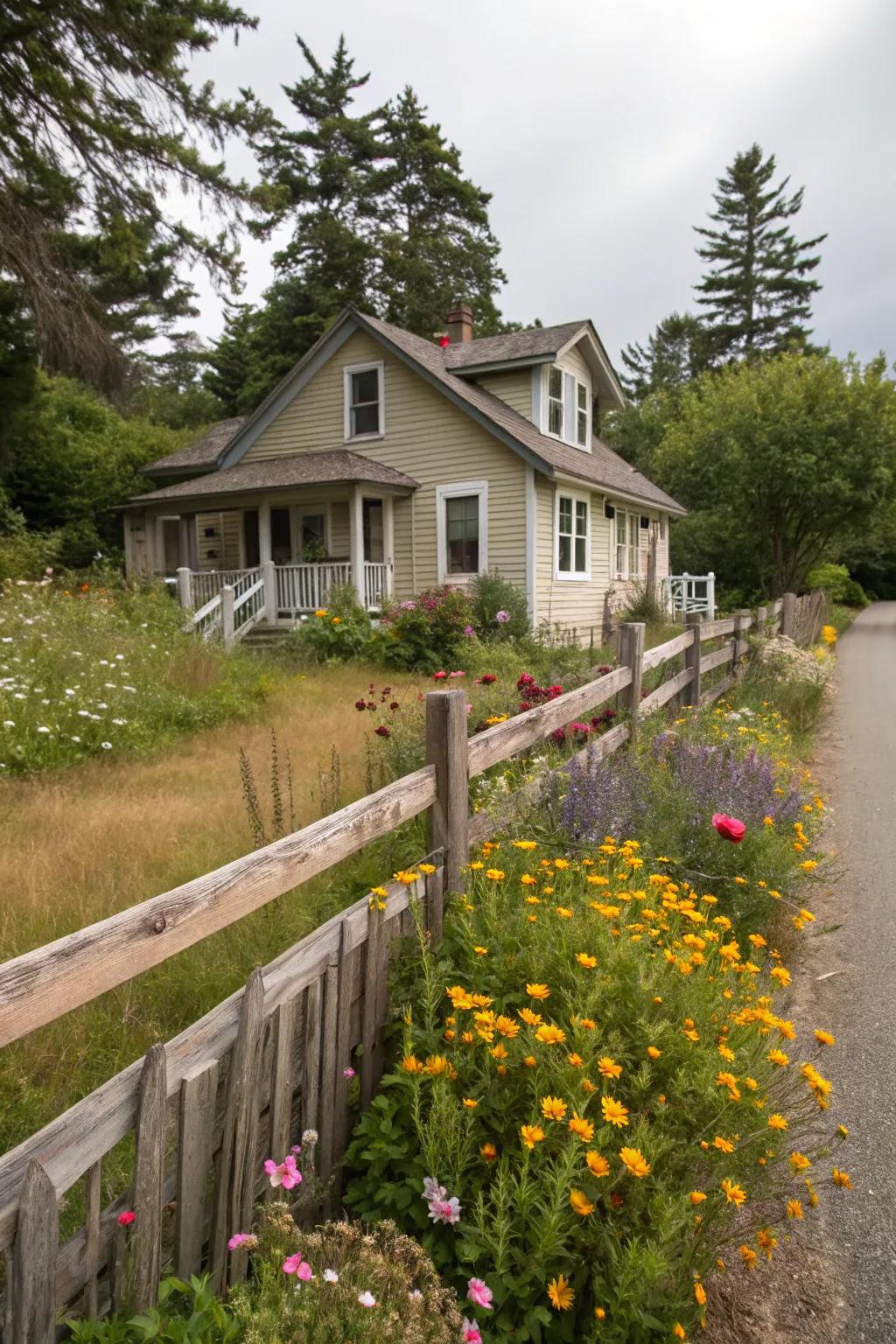 Bring warmth and charm with a rustic wooden fence.