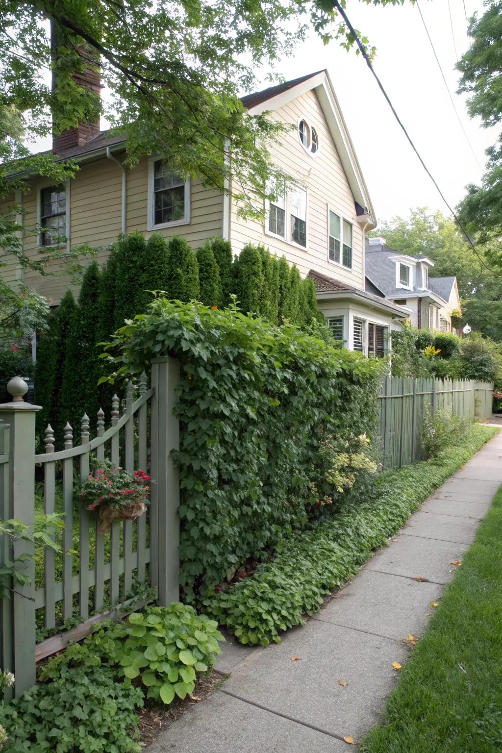 Go green with a living fence made from shrubs and plants.