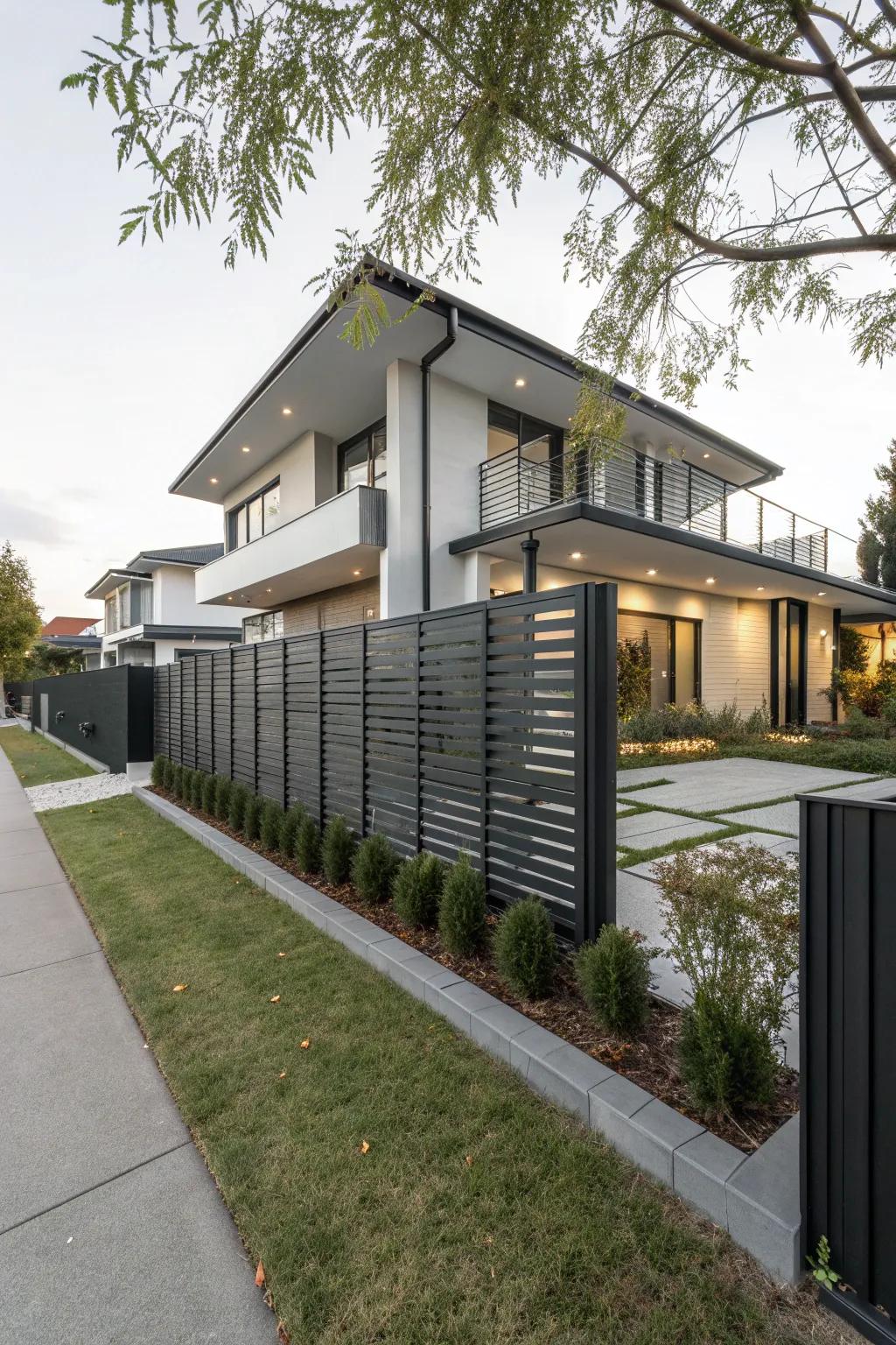 Achieve a sleek look with modern metal panel fencing.
