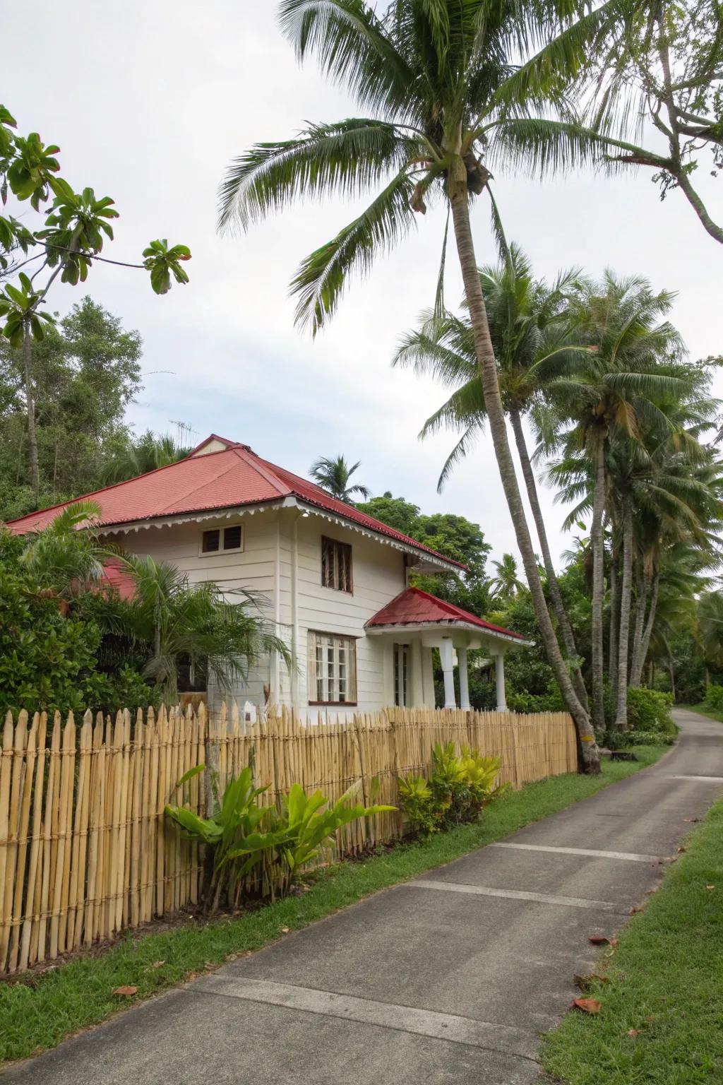 Achieve privacy and an exotic feel with bamboo fencing.