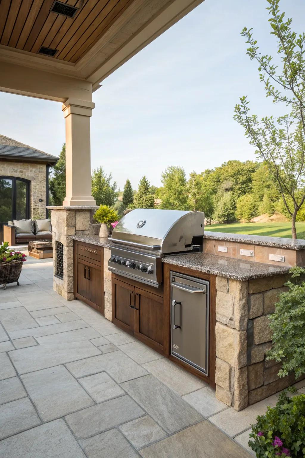 Built-in grills offer a seamless and modern look.