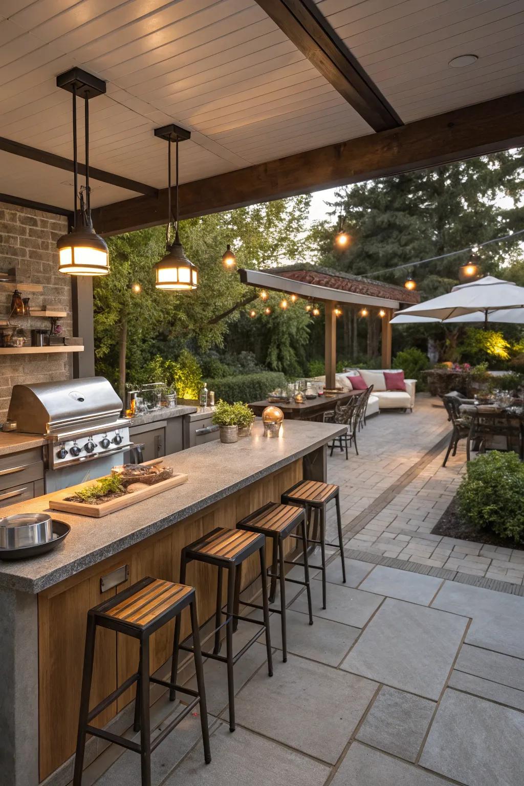 Bar and seating areas create inviting social spaces.