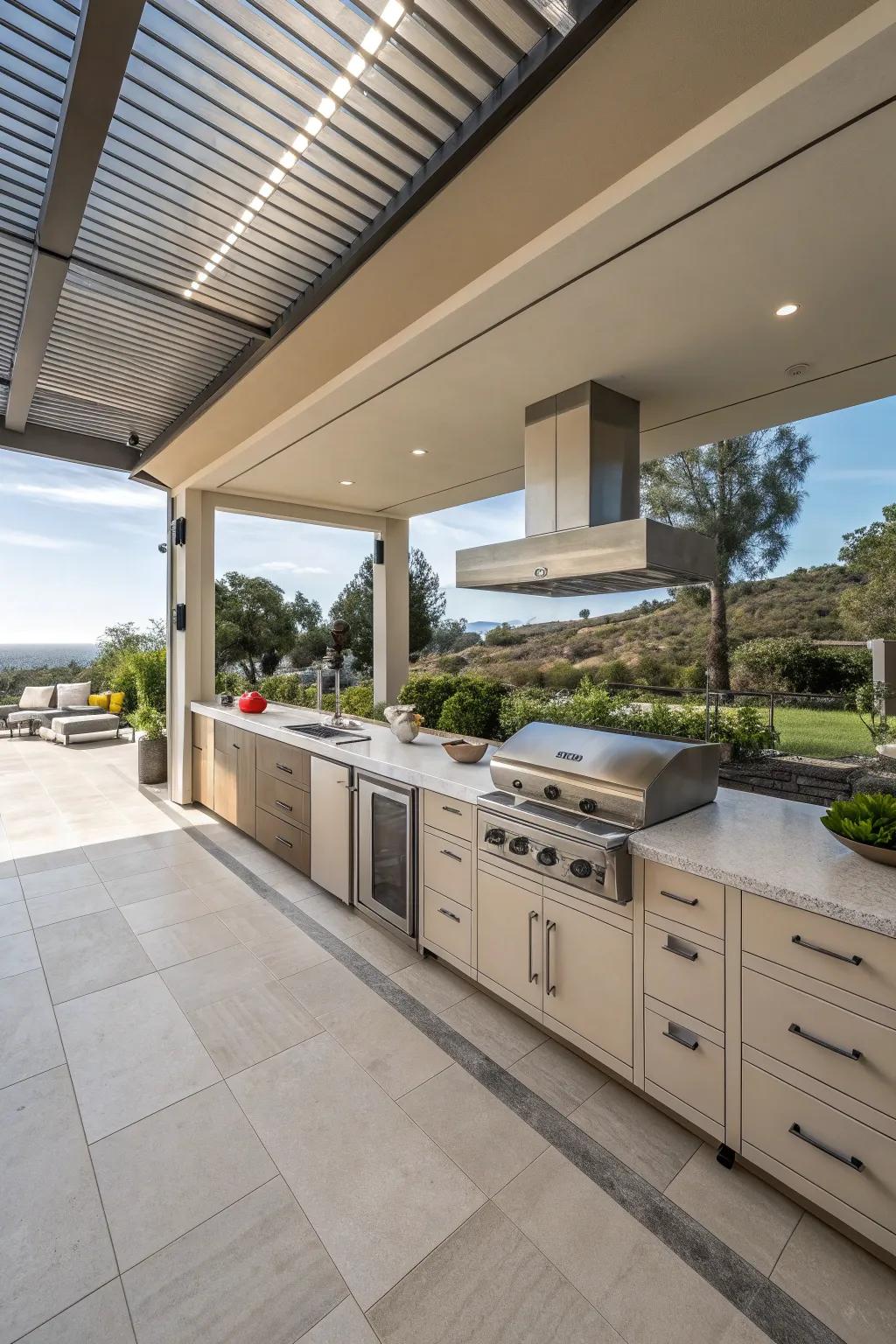 Ample counter space makes outdoor cooking a joy.