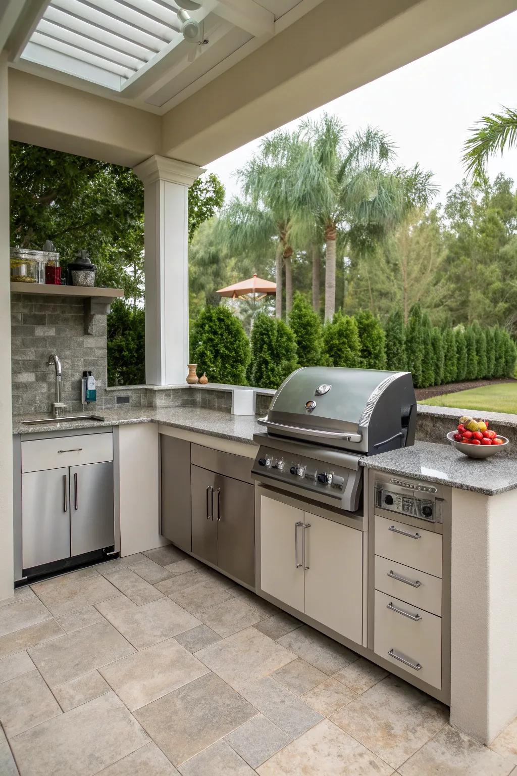 Corner cabinets optimize space and storage.