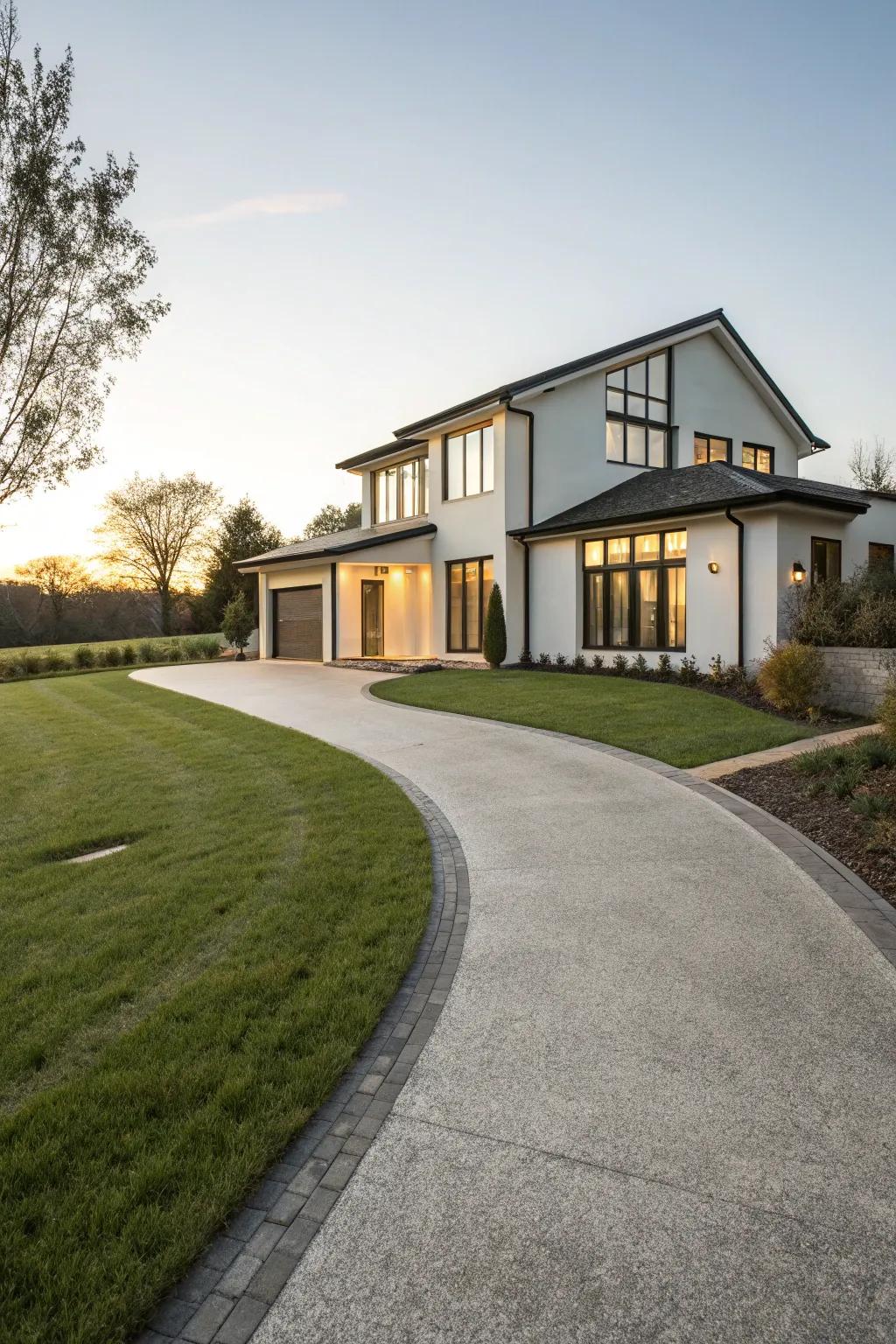 A driveway that complements the sleek lines of modern architecture