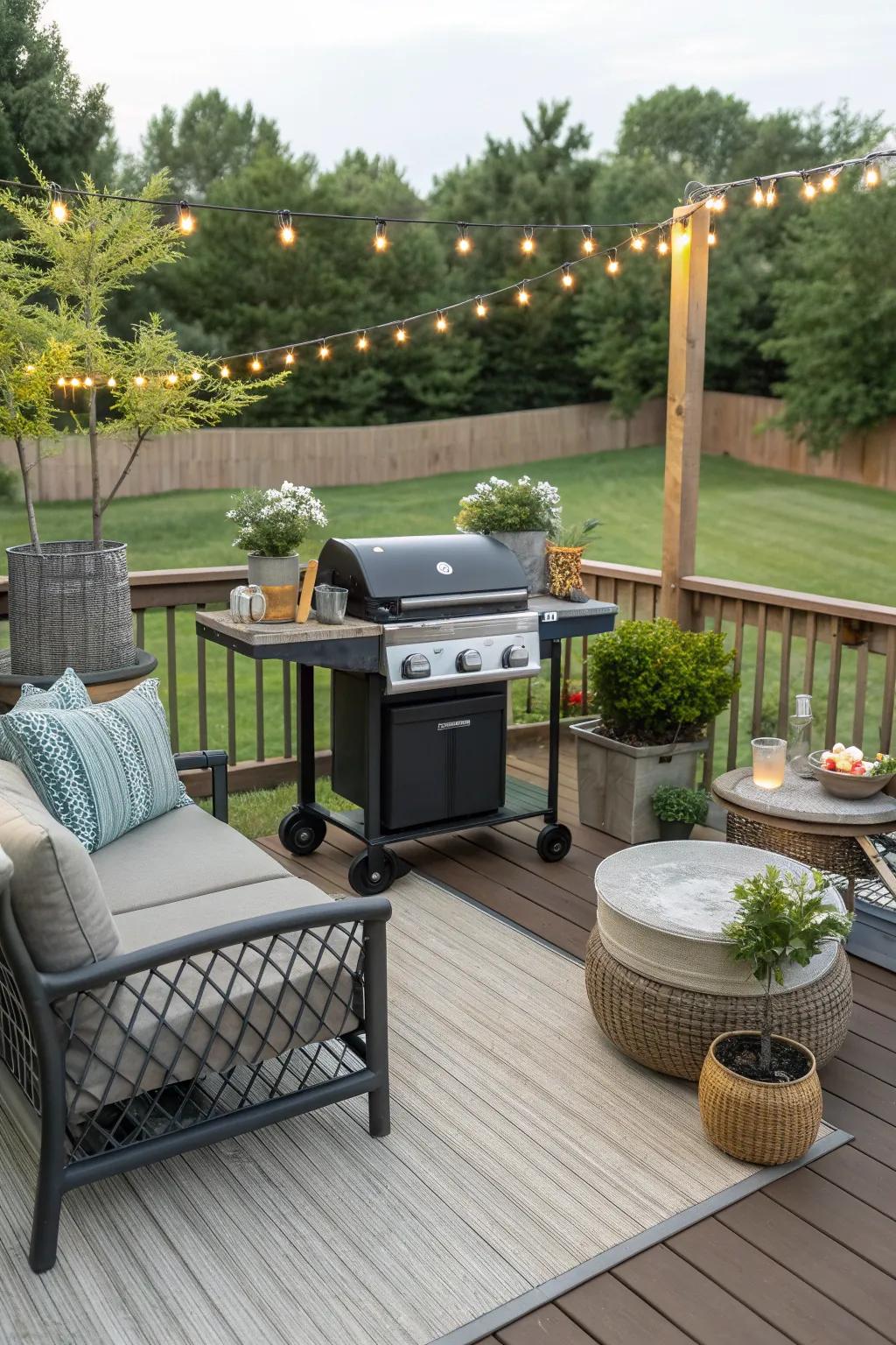 A portable grill cart offers flexibility for your outdoor cooking.