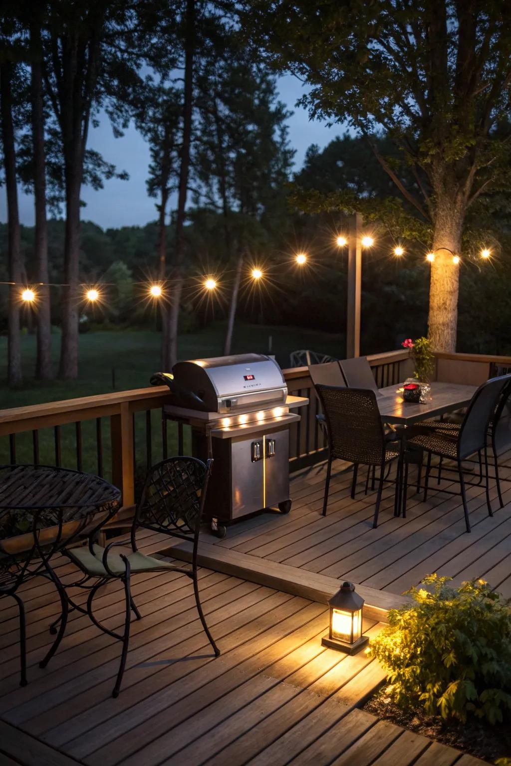 Eco-friendly solar lights brighten your deck sustainably.