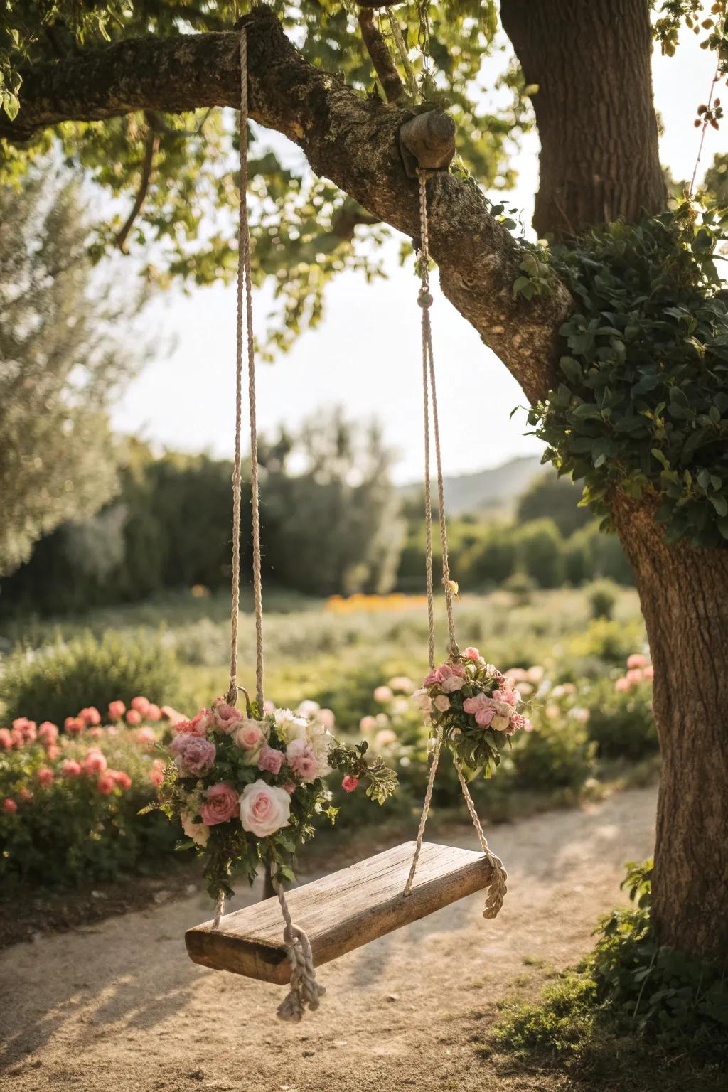 Add charm and relaxation with a garden swing.