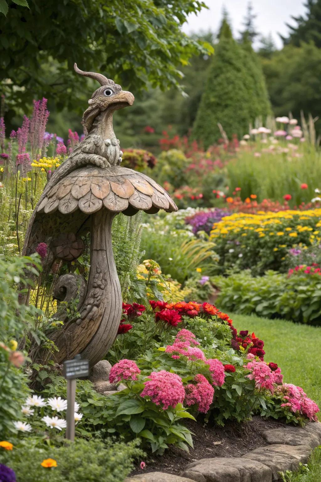 Add personality with whimsical garden sculptures.