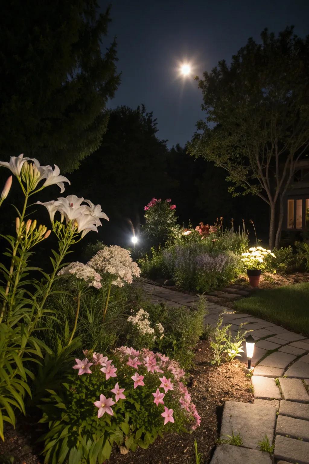Experience magic with a moonlit garden.