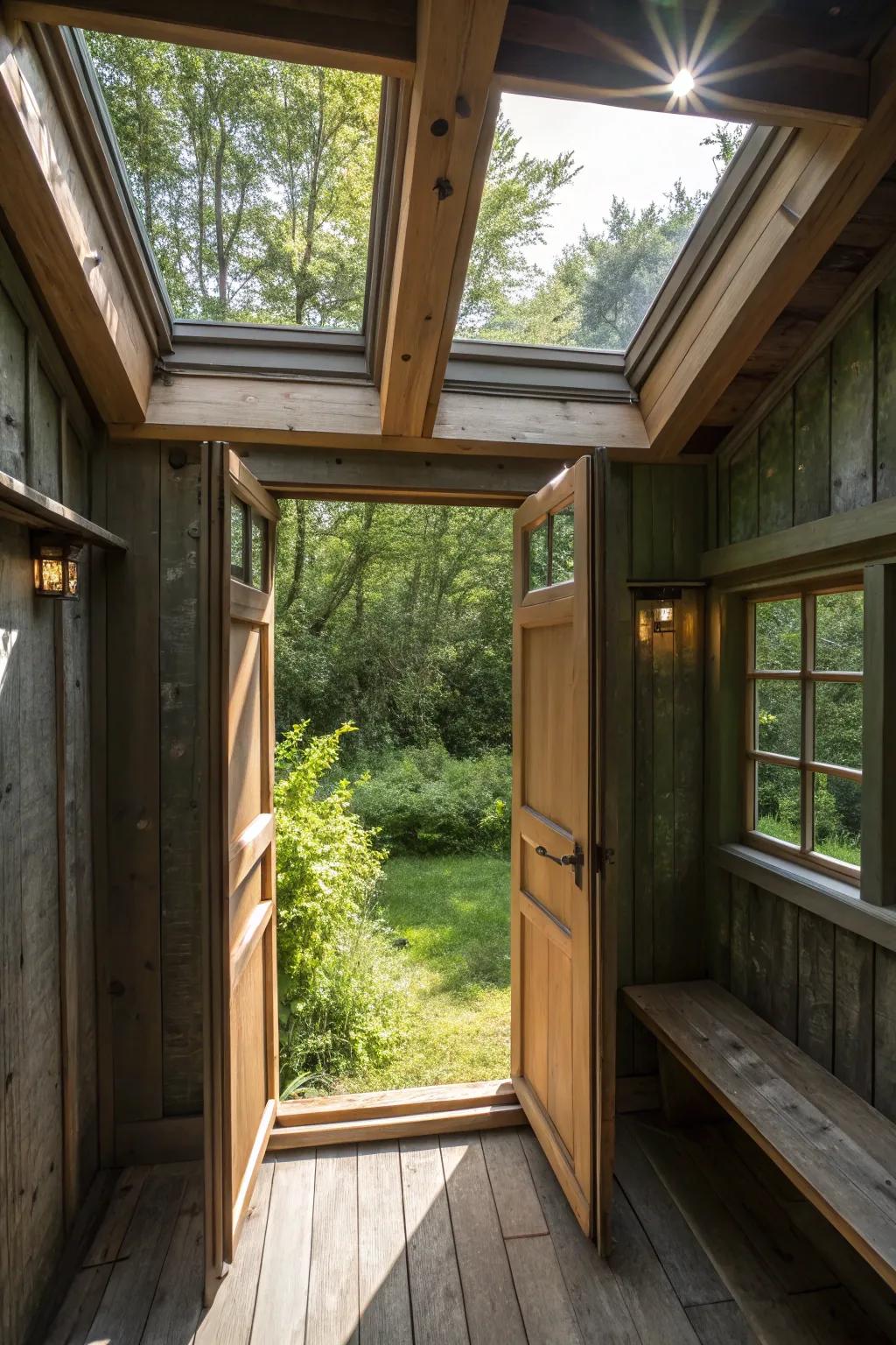 Skylights enhance the indoor-outdoor ambiance.