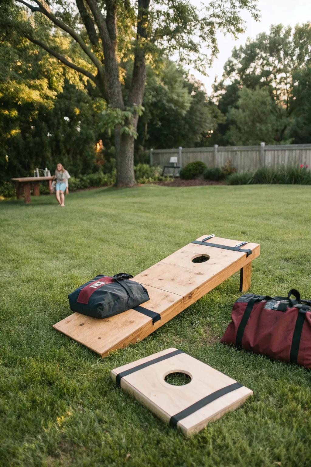 A versatile cornhole set that's easy to transport