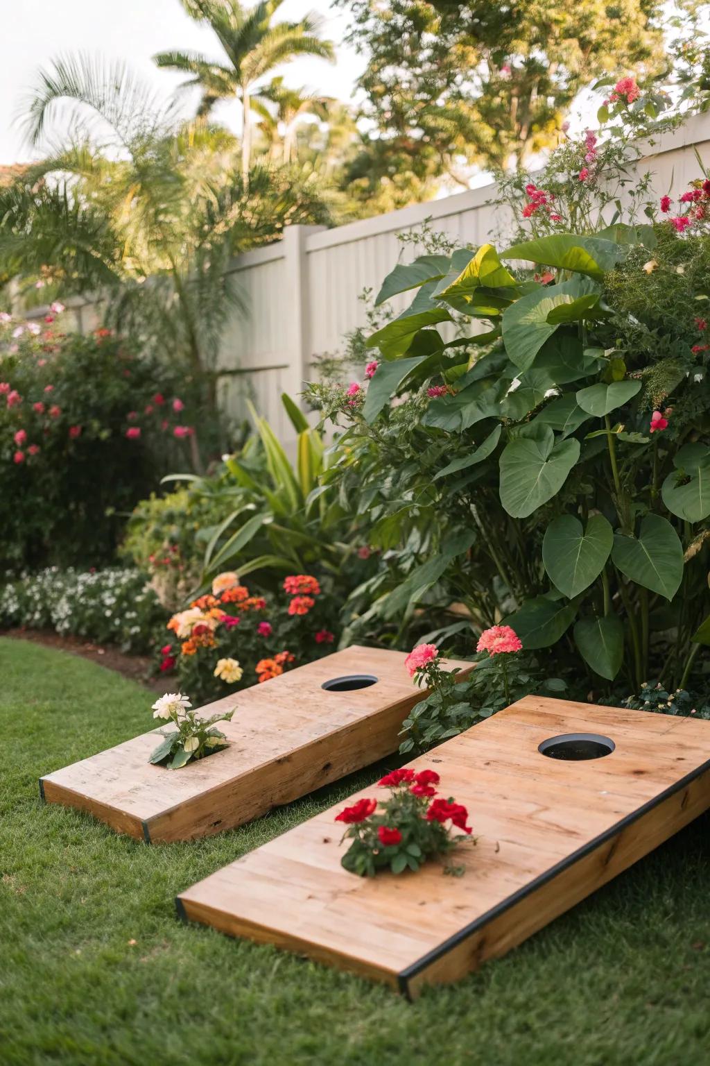 Cornhole surrounded by the beauty of nature
