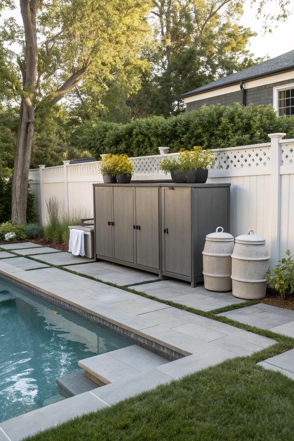 Outdoor cabinets provide a tidy and modern solution.