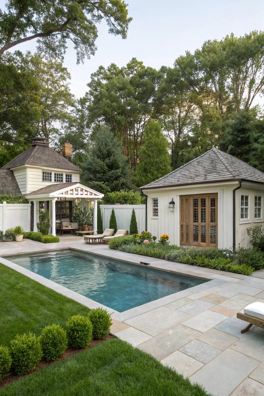 Custom built-ins offer a seamless integration for pool equipment.